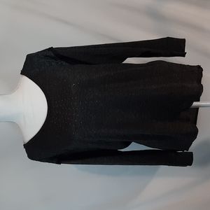 One World Large charcoal gray longsleeve embellished hi lo shirt